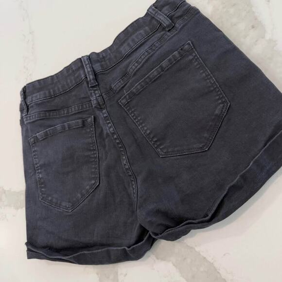 KanCan Black Denim Distressed Jean Shorts High Rise Cuffed Pockets Women's 28 - Picture 5 of 7